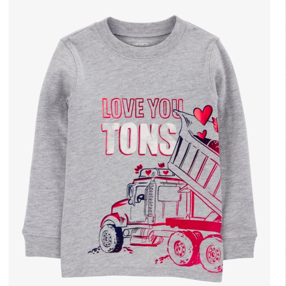 Carter’s Toddler Truck Cotton Blend Long-Sleeve Tee - Gray